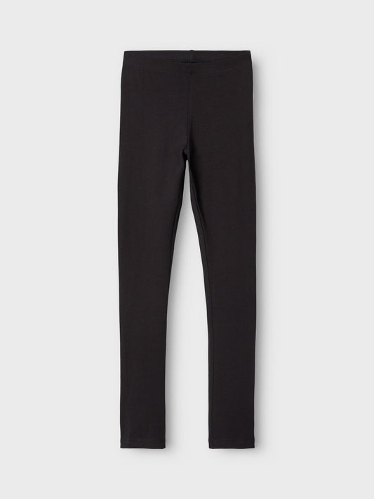 Name It svarta leggings för flicka i ekologisk bomull med elastisk midja och mjuk stretchkvalitet