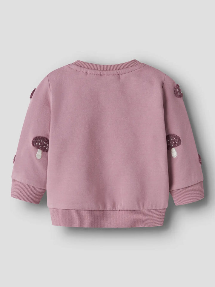 Name It Oditte rosa sweatshirt baby flicka med brunt svampmönster