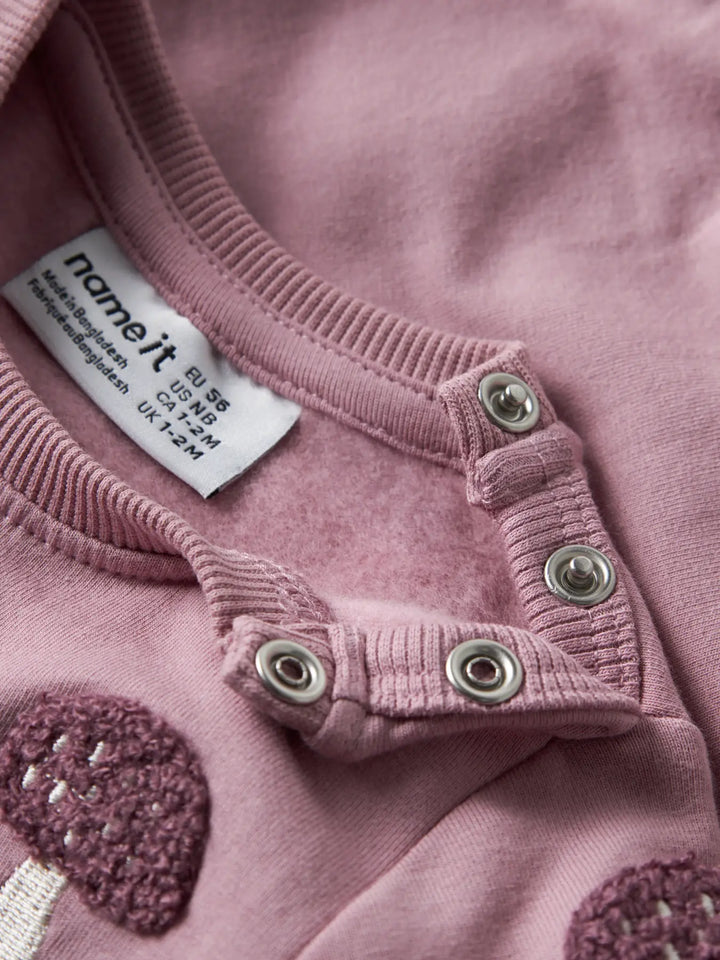 Name It Oditte rosa sweatshirt baby flicka med brunt svampmönster