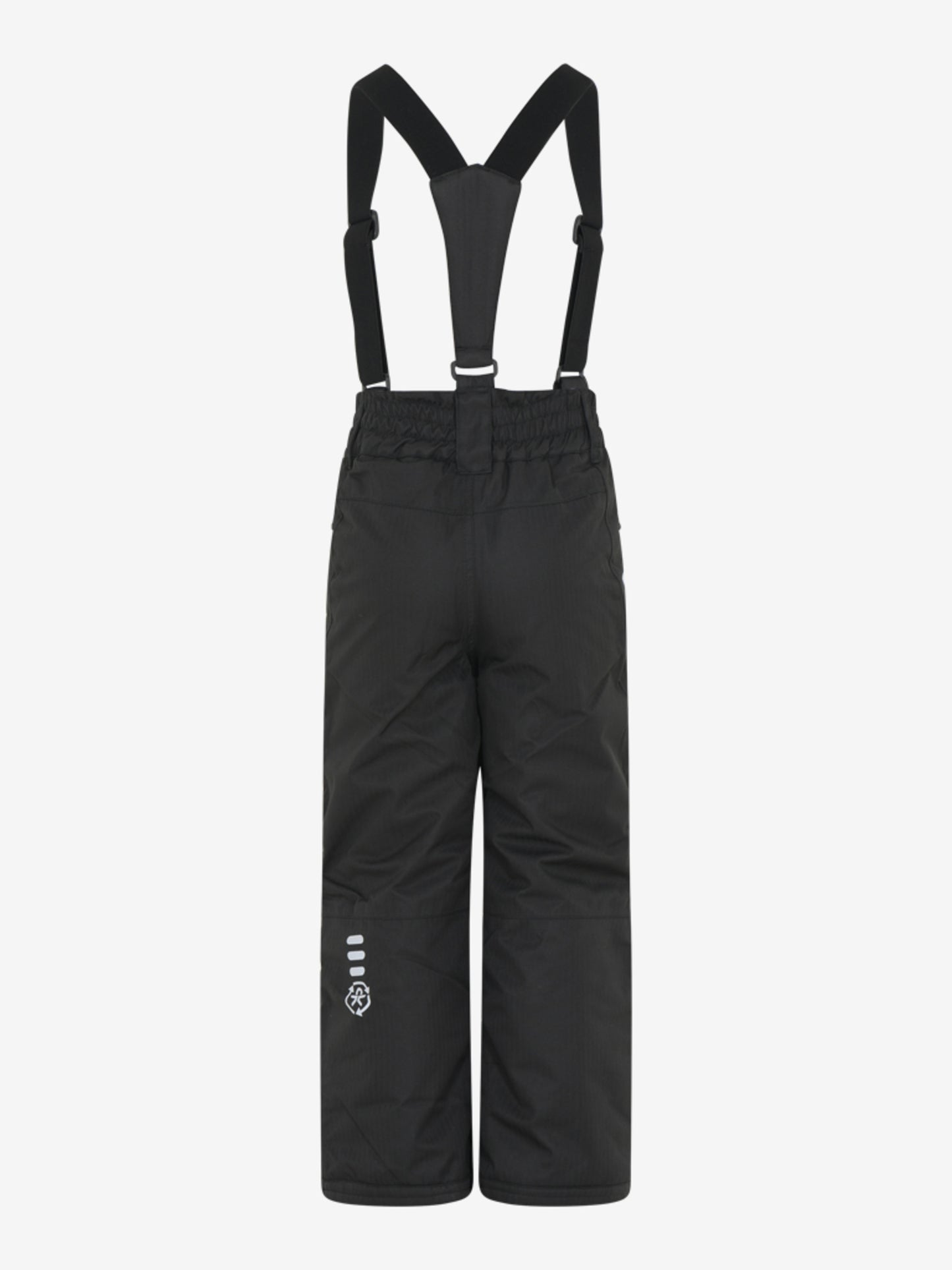 Svarta täckbyxor, skid byxor, termo byxor till pojke, flicka, kille, tjej. 
Avtagbara hängslen, ställbar midja och snölås. Superbra byxa från Colorkids.