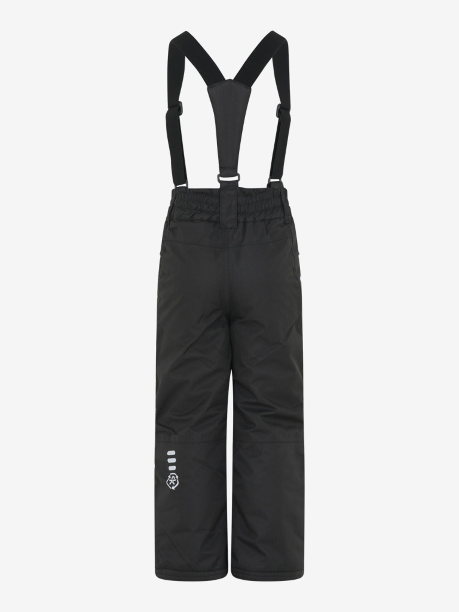 Svarta täckbyxor, skid byxor, termo byxor till pojke, flicka, kille, tjej. 
Avtagbara hängslen, ställbar midja och snölås. Superbra byxa från Colorkids.