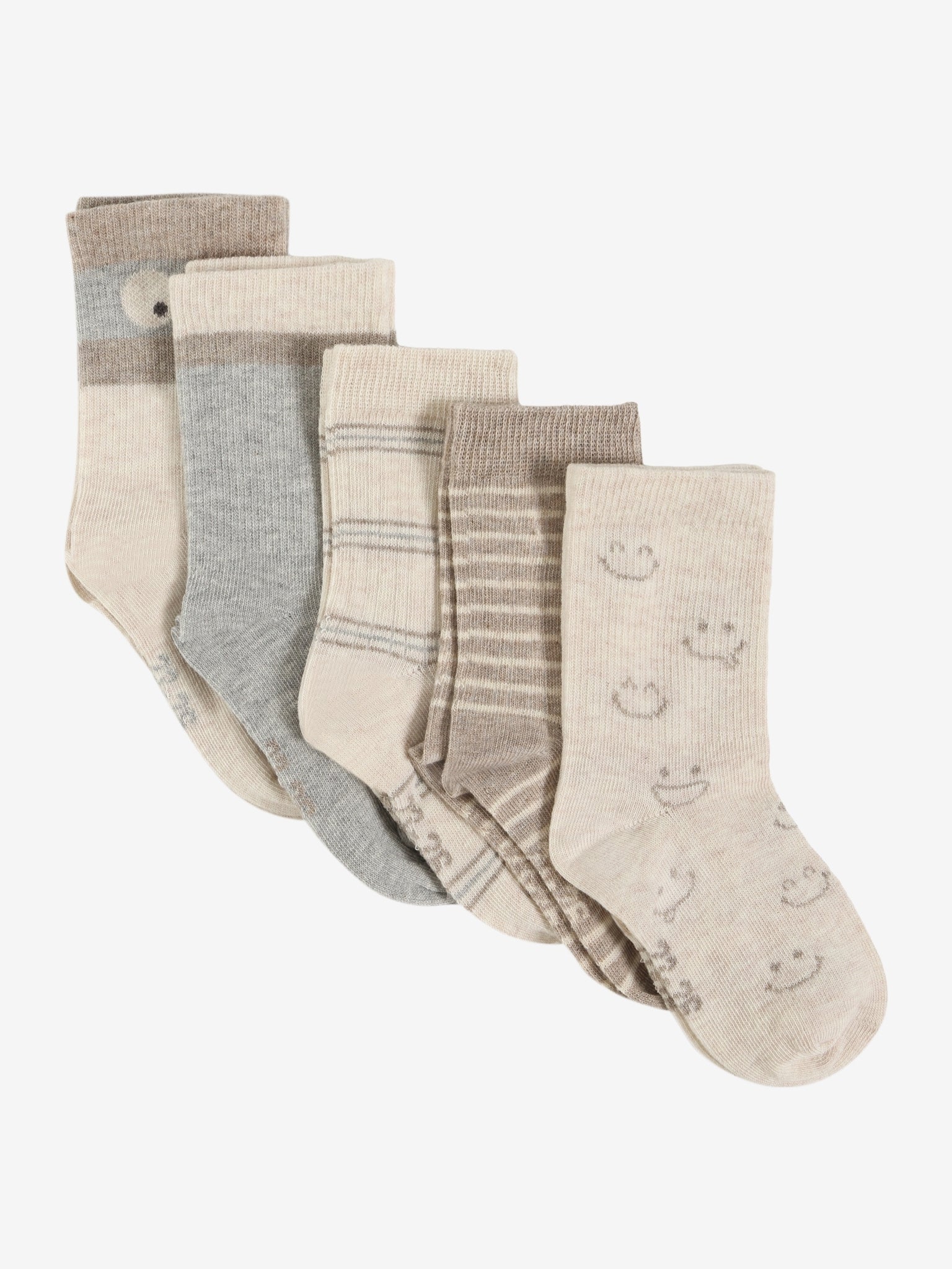 Beige och grå flerpack barn strumpor till pojke och flicka. Unisex 5 pack strumpor från Minymo
Socks w. Pattern (5-pack)
6022 - 130 - Light Grey Melange