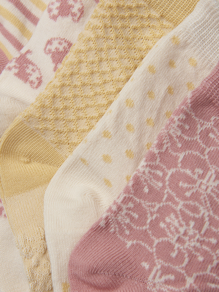Rosa och gul flerpack barn strumpor till  flicka. 5 pack strumpor från Minymo
Socks w. Pattern (5-pack)
6022 - 575 - Ash Rose