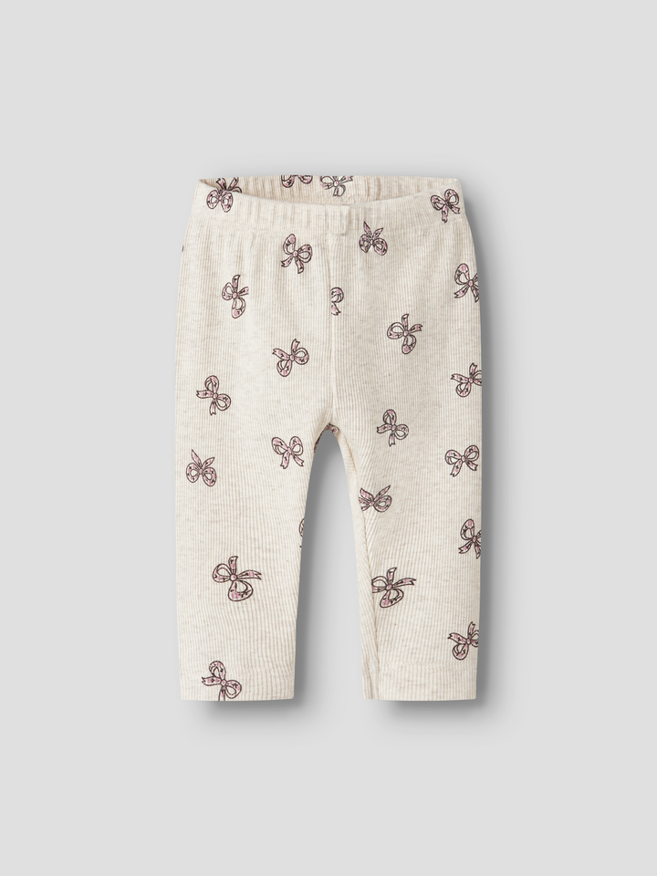 Peyote Melange ribbade leggings med rosetter för baby flicka från Name it