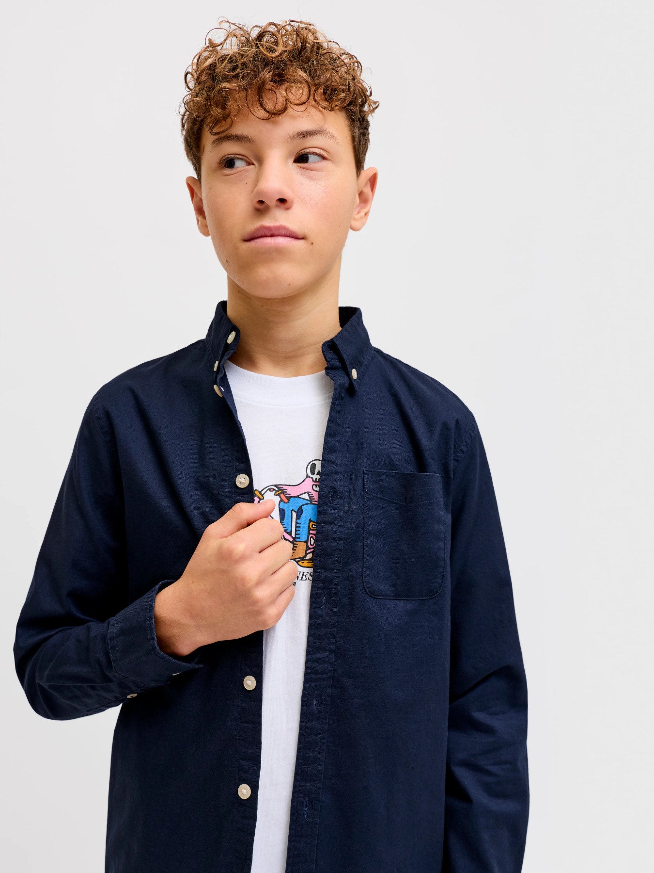 Jack & Jones Junior Oxford mörkblå skjorta pojke ungdom – 12183229