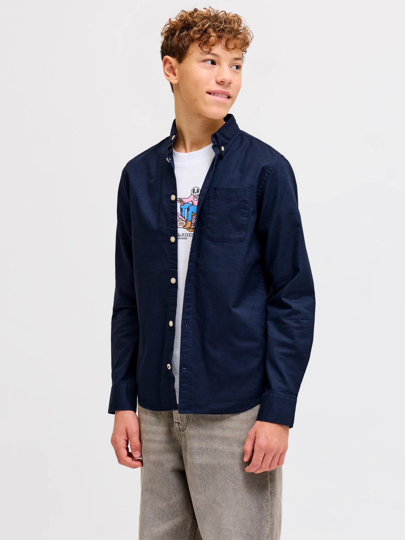 Jack & Jones Junior Oxford mörkblå skjorta pojke ungdom – 12183229