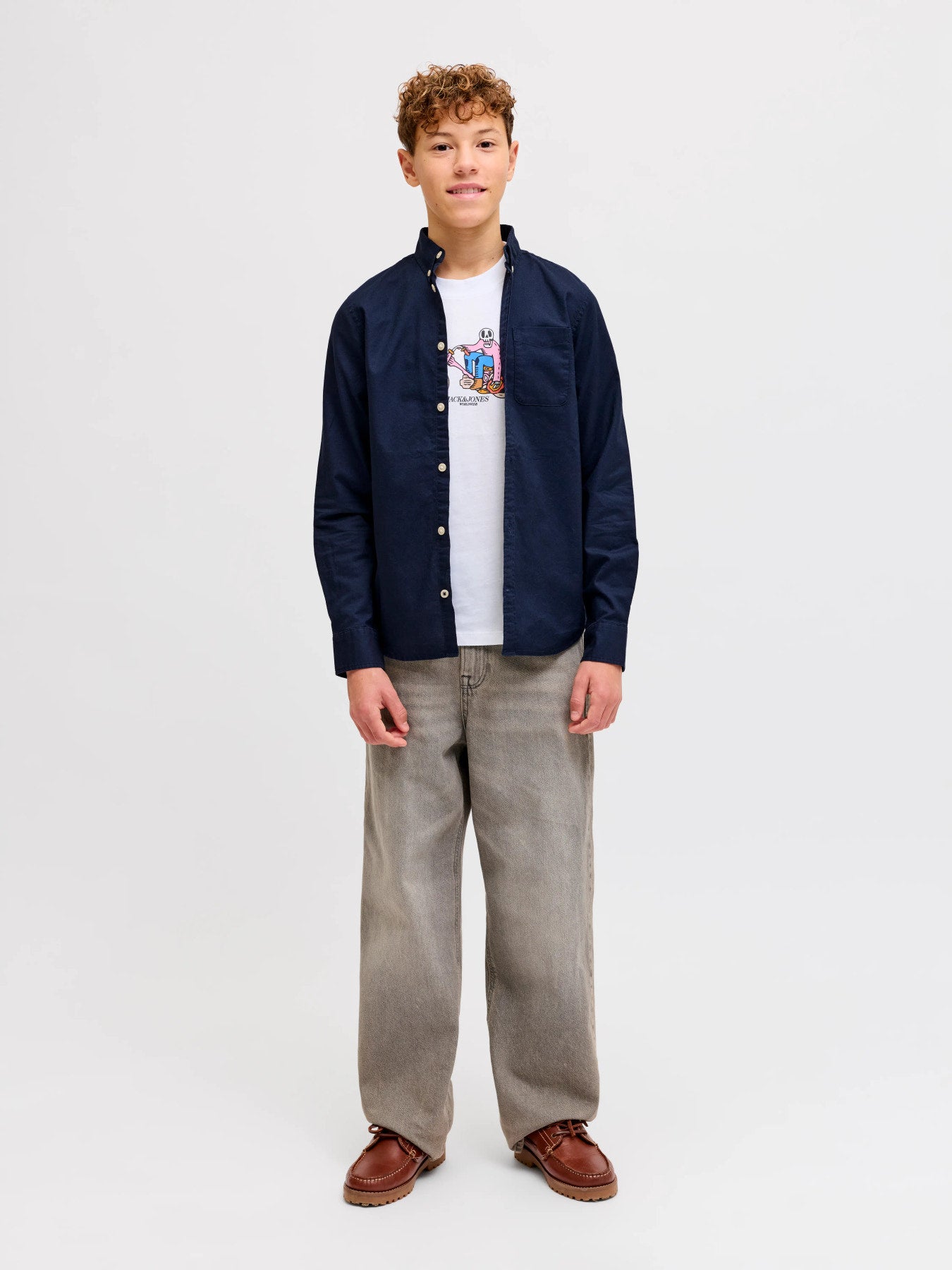 Jack & Jones Junior Oxford mörkblå skjorta pojke ungdom – 12183229
