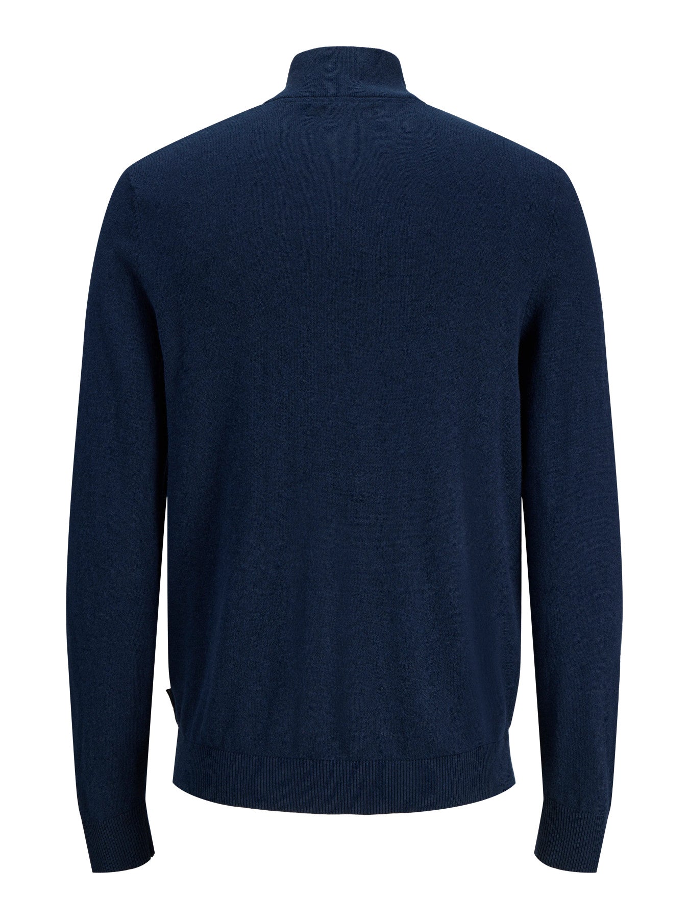 Jack & Jones Junior Emil stickad marinblå half zip-tröja med hög krage för ungdom kille.