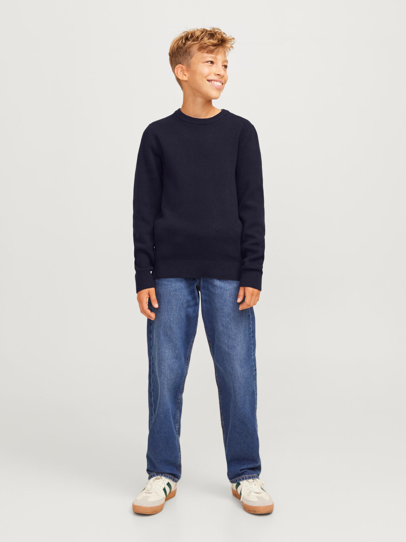 Jack & Jones Junior Milano mörkblå stickad tröja pojke ungdom – 12269289