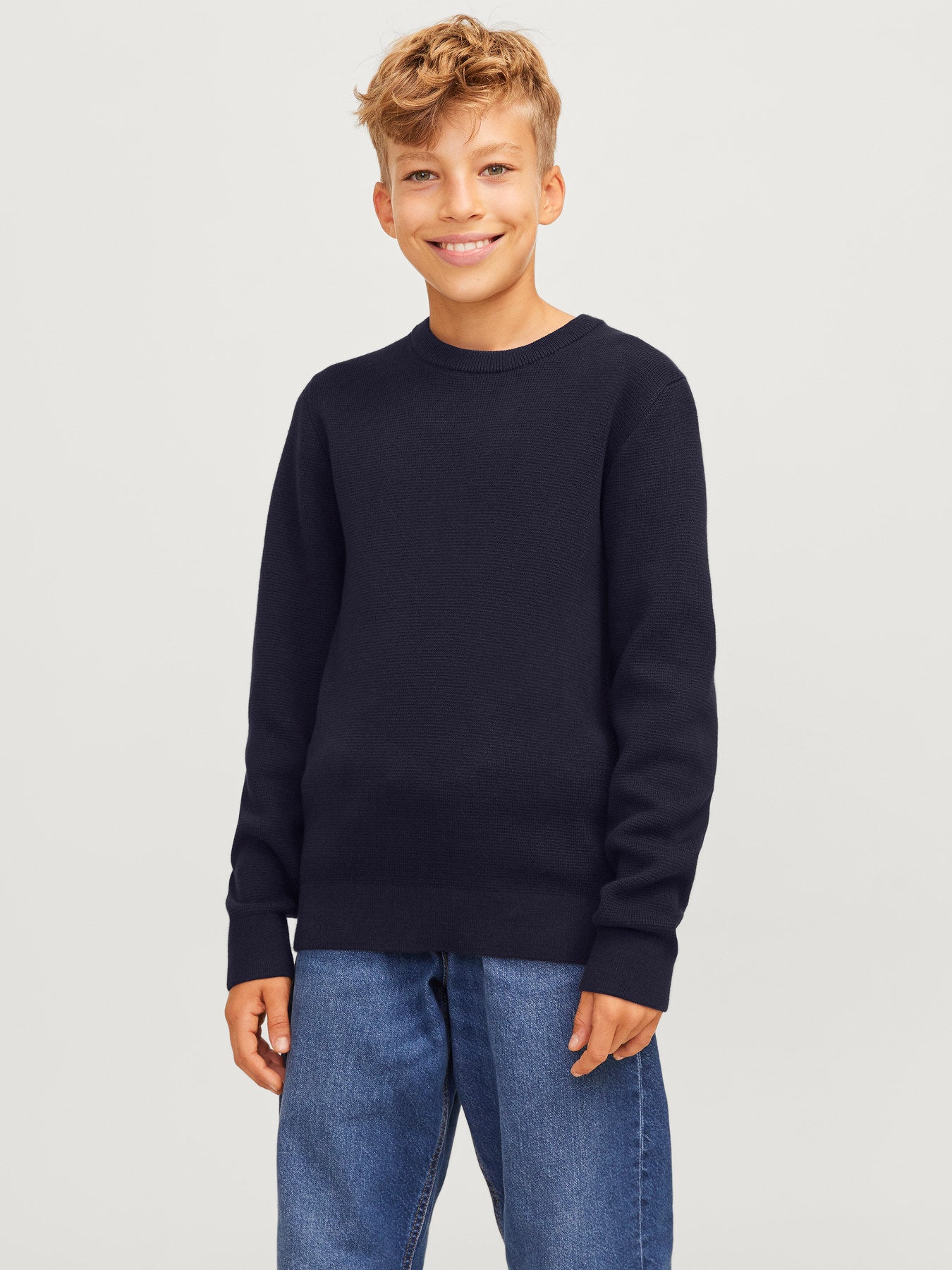 Jack & Jones Junior Milano mörkblå stickad tröja pojke ungdom – 12269289