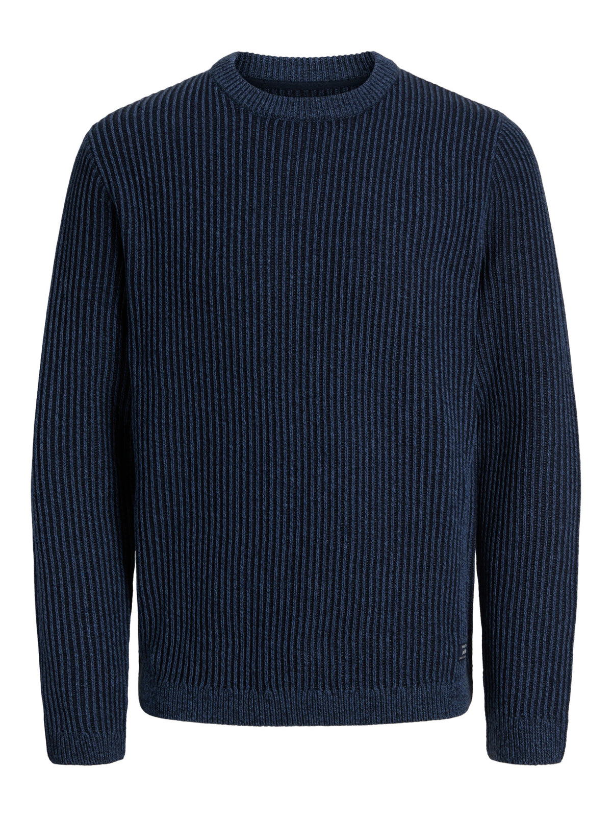 Jack & Jones Junior marinblå stickad tröja med rund hals för pojke.
