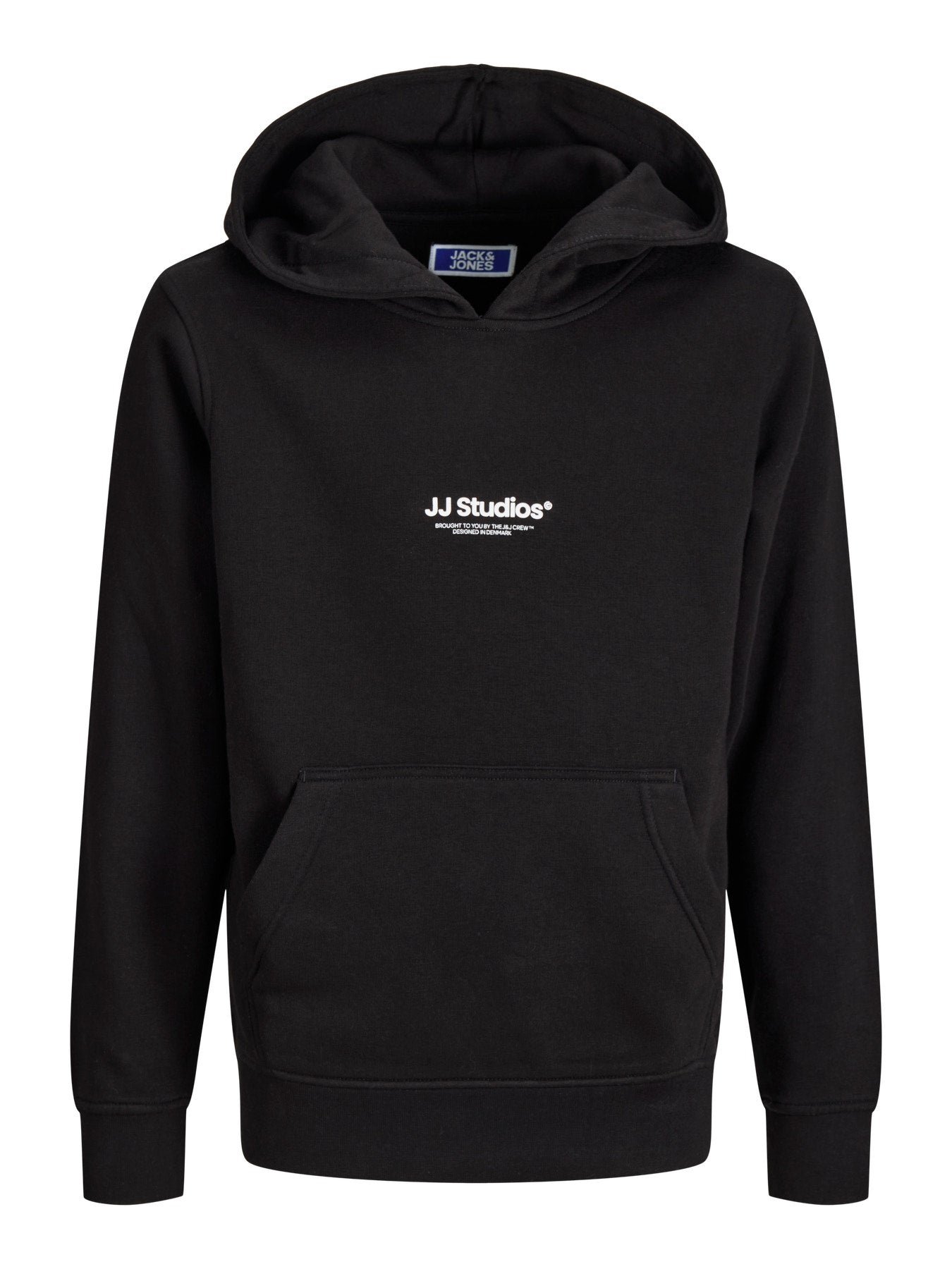 Snygg svart luvtröja till pojke från Jack and Jones. Hoodie till ungdom kille, stor  kängeruficka, ekologisk bomull.
JJESOHO SWEAT HOOD NOOS JNR
12279109