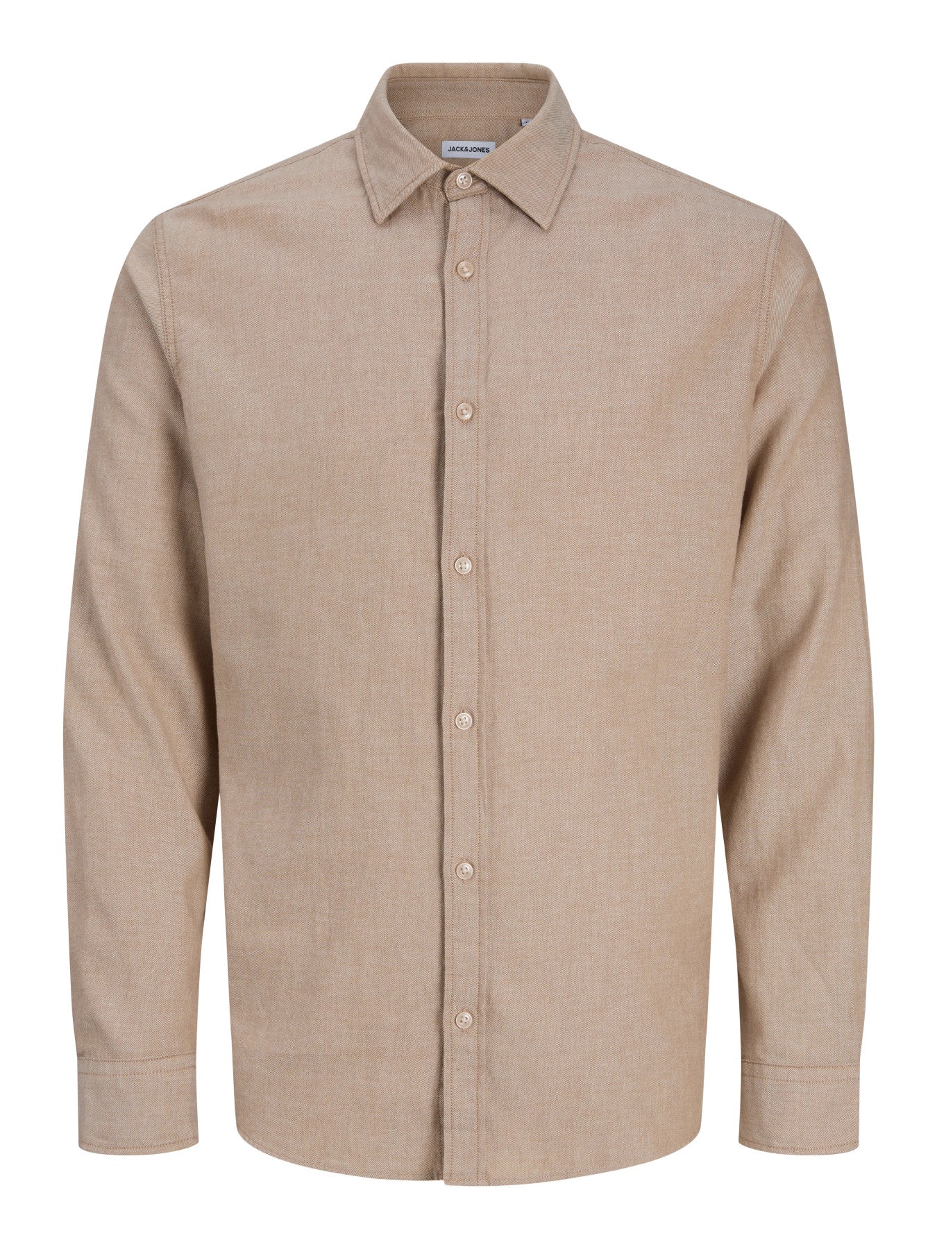 Jack & Jones Junior Field Melange beige långärmad skjorta för juniorpojke i färgen Oatmeal.