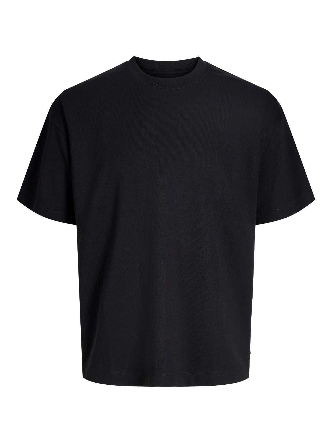 Jack & Jones Junior svart loose fit t-shirt för pojke i ekologisk bomull och återvunnen polyester med rund halsringning och mjuk interlock-kvalitet