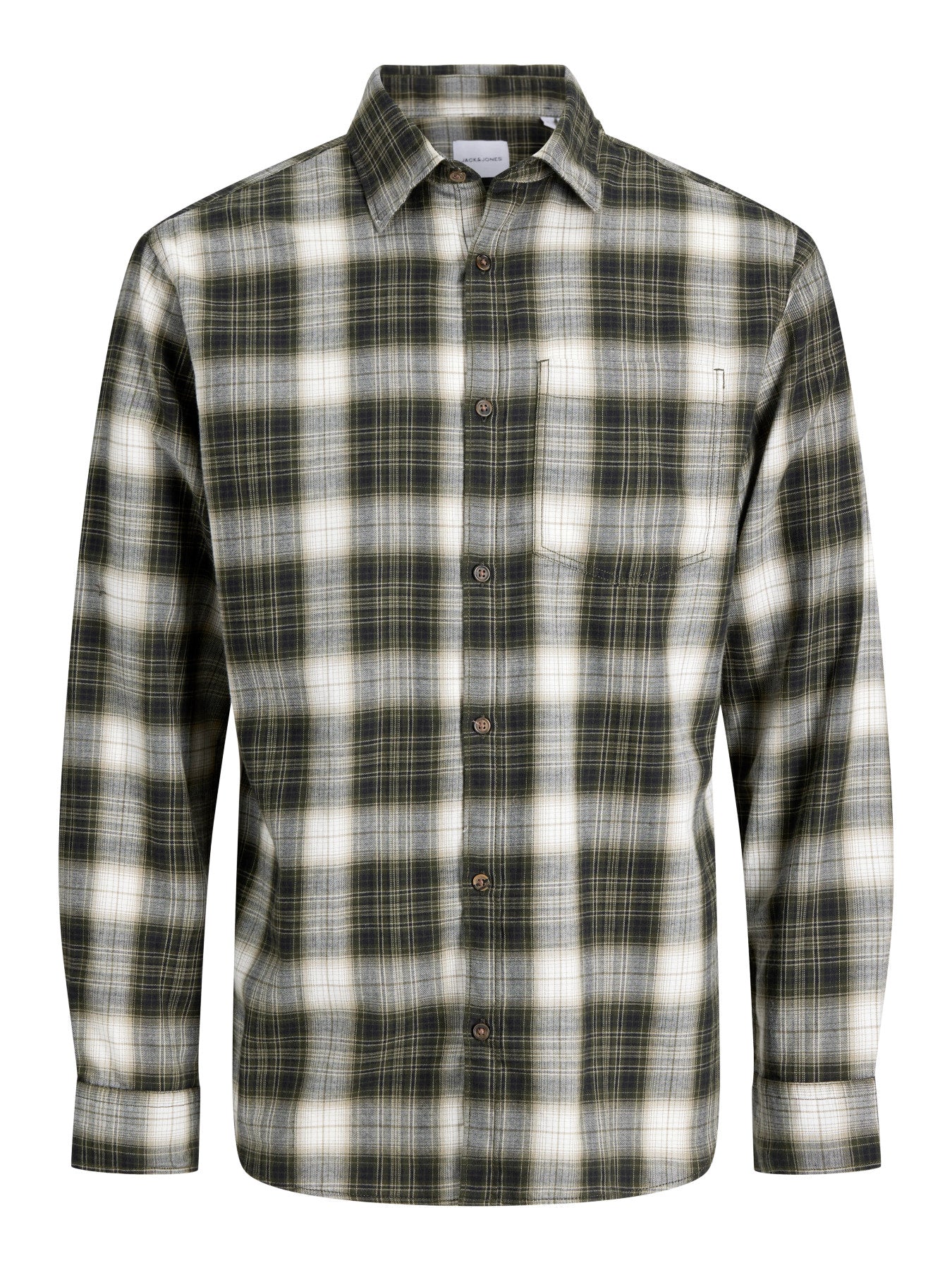 Jack & Jones Junior James grönrutig flanellskjorta för pojke i färgen Rosin.
