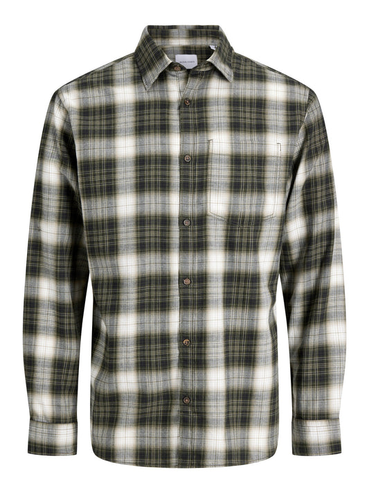 Jack & Jones Junior James grönrutig flanellskjorta för pojke i färgen Rosin.