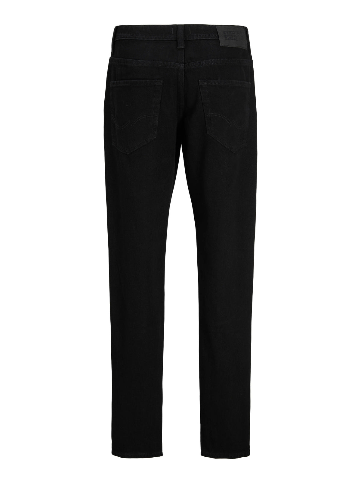 Chris Original svarta relaxed fit jeans från Jack & Jones Junior med hög midja och femficksmodell.