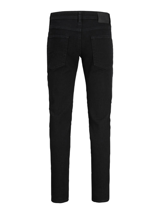Jack & Jones Junior svarta slim jeans för pojke i mjuk stretchig denim med fem fickor och modern passform