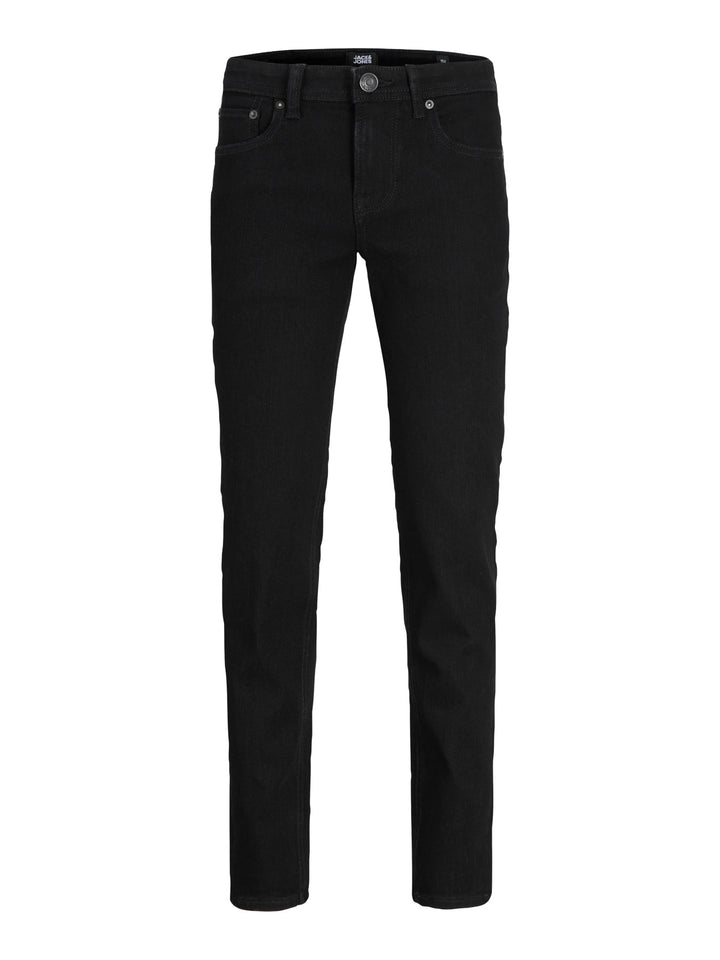 Jack & Jones Junior svarta slim jeans för pojke i mjuk stretchig denim med fem fickor och modern passform