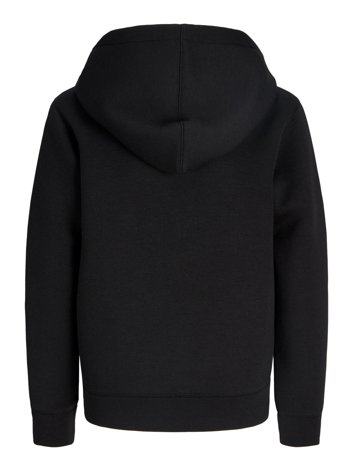 Jack & Jones Junior svart hoodie med dragkedja för ungdom kille.