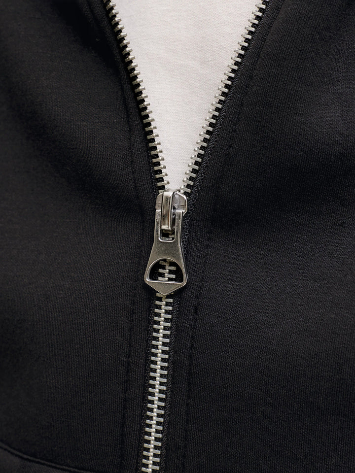 Jack & Jones Junior svart hoodie med dragkedja för ungdom kille.