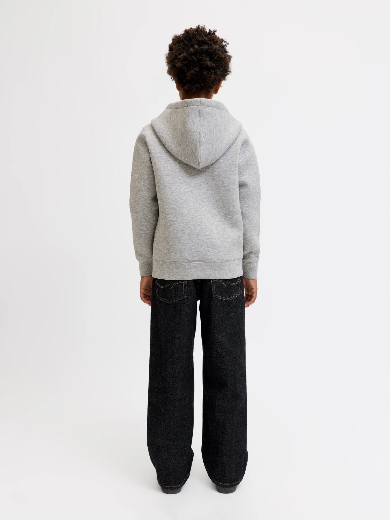 Jack & Jones Junior grå hoodie med dragkedja för ungdom kille.