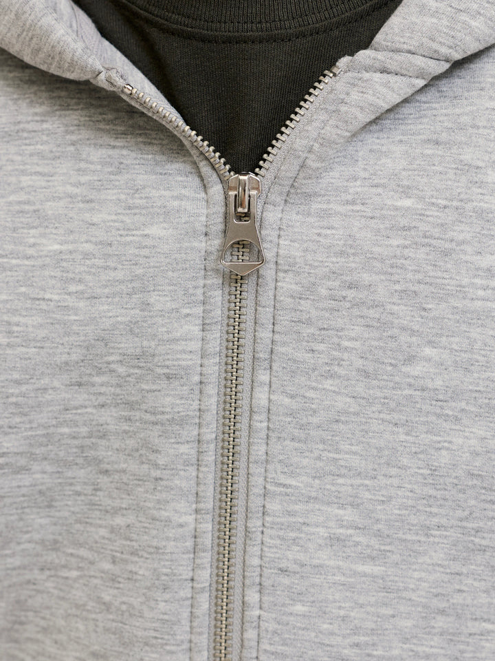 Jack & Jones Junior grå hoodie med dragkedja för ungdom kille.