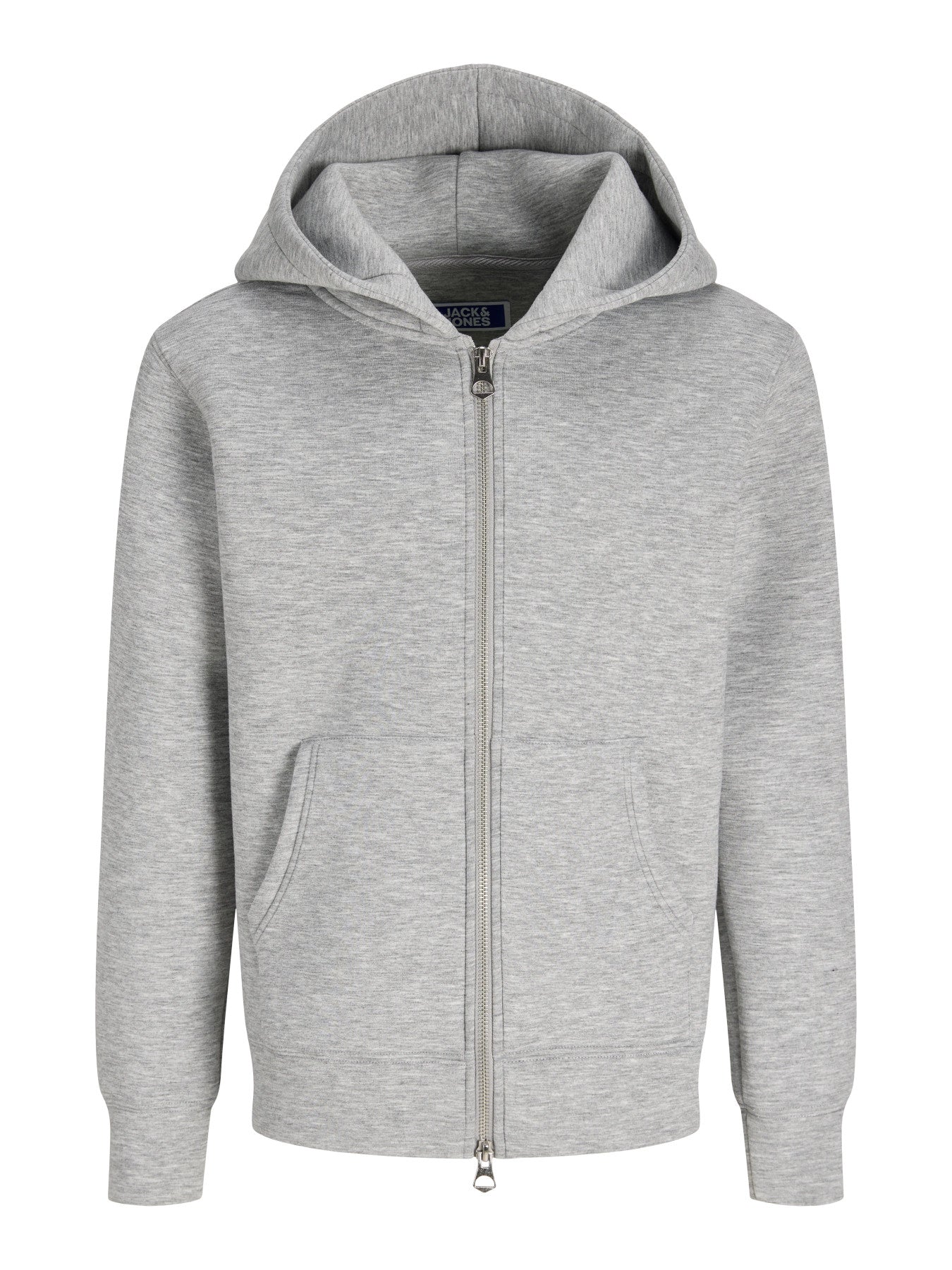 Jack & Jones Junior grå hoodie med dragkedja för ungdom kille.