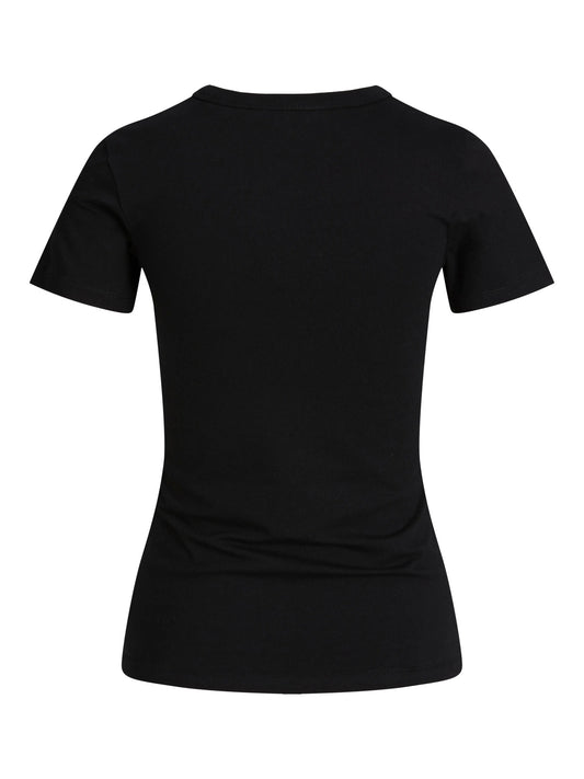 JJXX svart stretch t-shirt för ungdoms tjej i ekologisk bomull med rund hals och mjuk jerseykvalitet