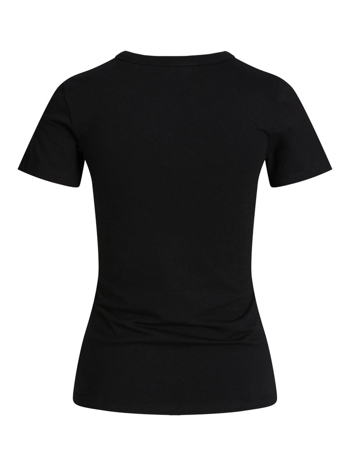 JJXX svart stretch t-shirt för ungdoms tjej i ekologisk bomull med rund hals och mjuk jerseykvalitet