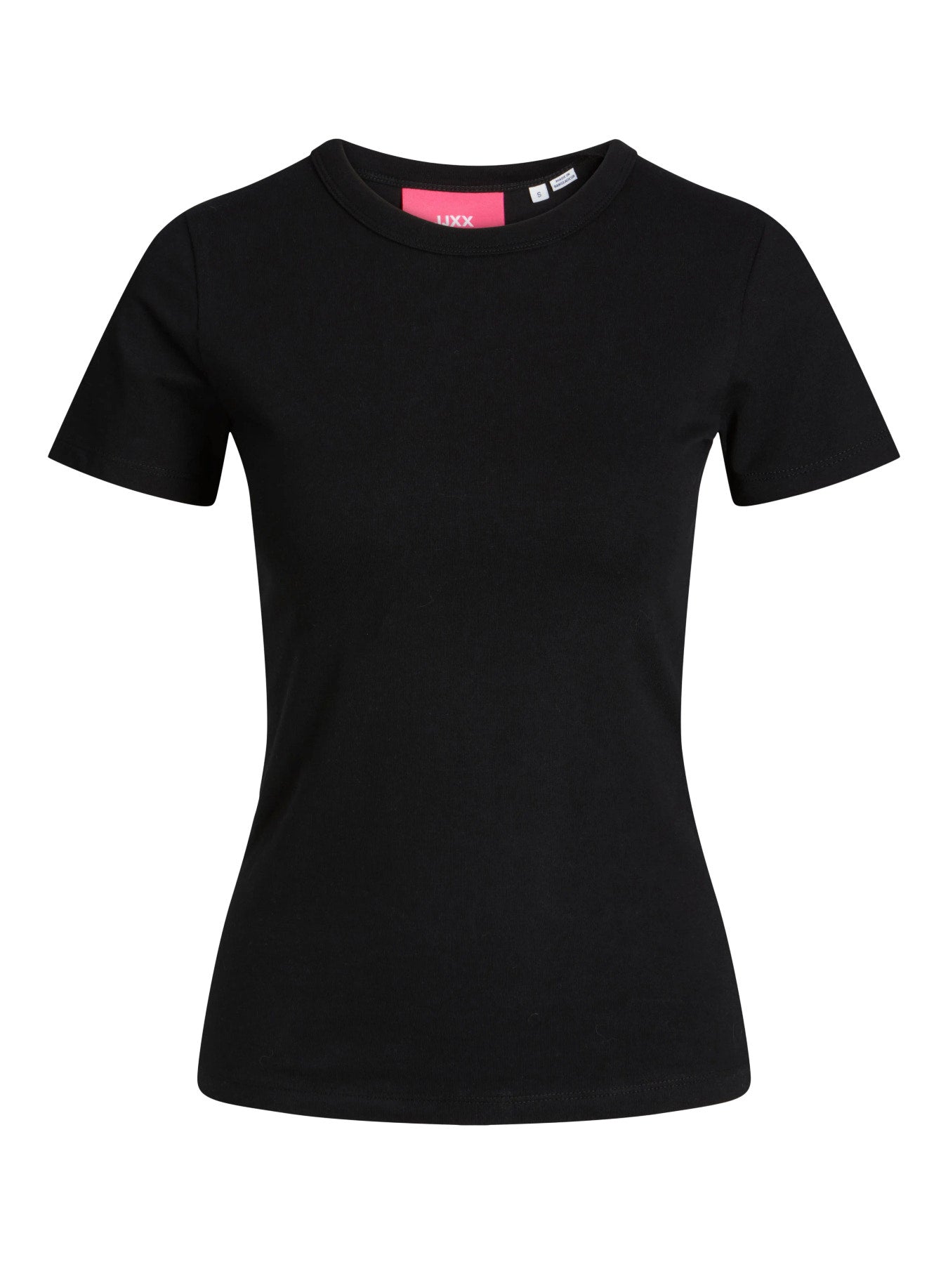 JJXX svart stretch t-shirt för ungdoms tjej i ekologisk bomull med rund hals och mjuk jerseykvalitet
