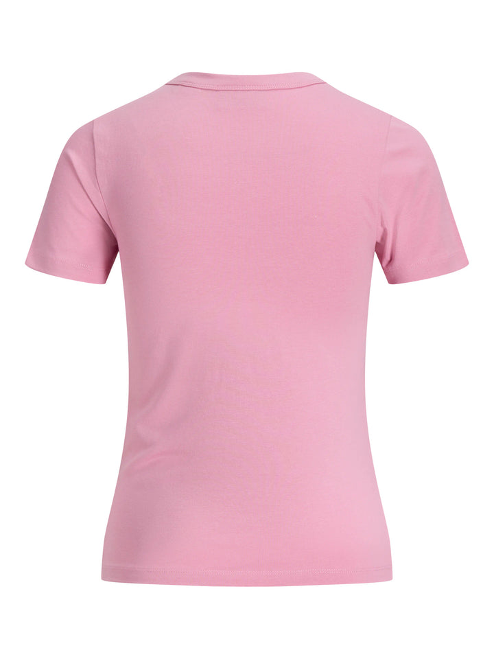 JJXX ljus rosa stretch t-shirt för ungdoms tjej i ekologisk bomull med rund hals och mjuk jerseykvalitet