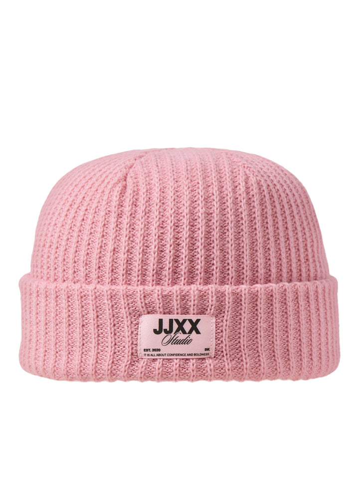 JJXX Othelia ribbstickad rosa mössa för ungdomstjej med JJXX Studio-label – 12303476