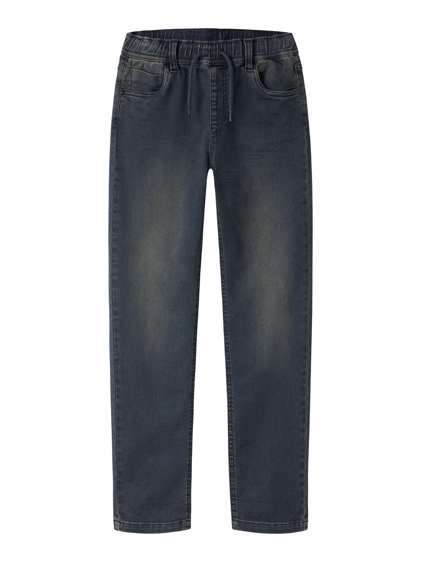 Name It mörkblå slim sweatjeans för pojke med reglerbar resår i midjan och mjuk stretchig denimkvalitet