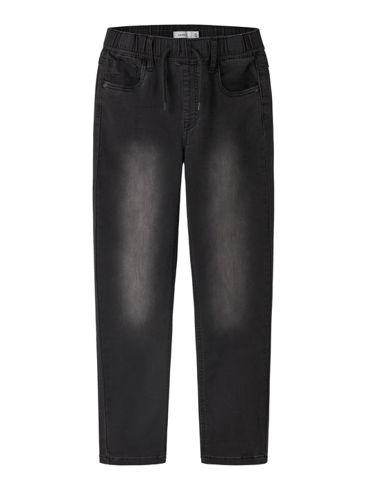 Name It Ryan svarta slim fit joggerjeans pojke kids Black Denim med elastisk midja och dragsko