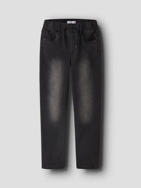 Name It Ryan svarta slim fit joggerjeans pojke kids Black Denim med elastisk midja och dragsko