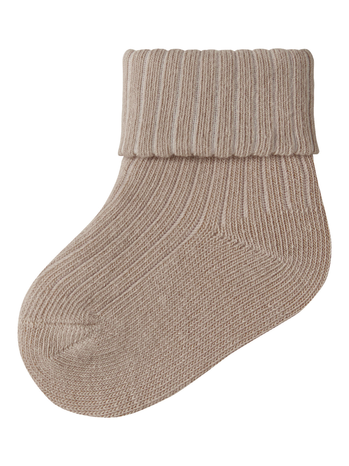Nobbu ribbstickade babystrumpor till pojke i beige från Name It