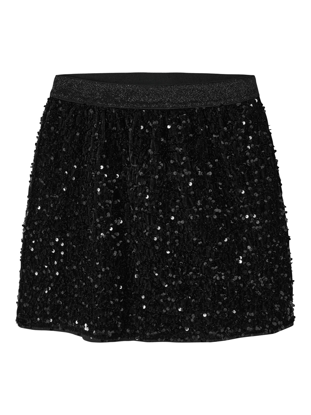 Runica svart paljettkjol från Name It med svarta skimrande paljetter och glittrig resårmidja
