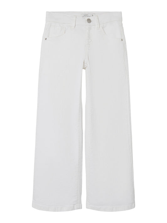Vita vida jeans i rak modell till flicka. Tjej jeans byxor, vit byxa i mjuk stretch från Name it till barn och ungdom flicka.
NKFROSE WIDE TWI PANT 1115-TP NOOS
13211632