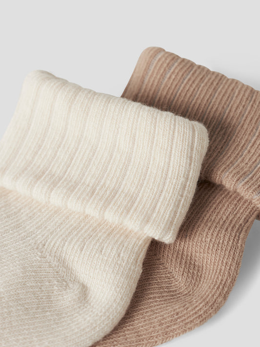 Name It Nugat 2-Pack Baby Strumpor Beige Och Offwhite Till Pojke Och Flicka