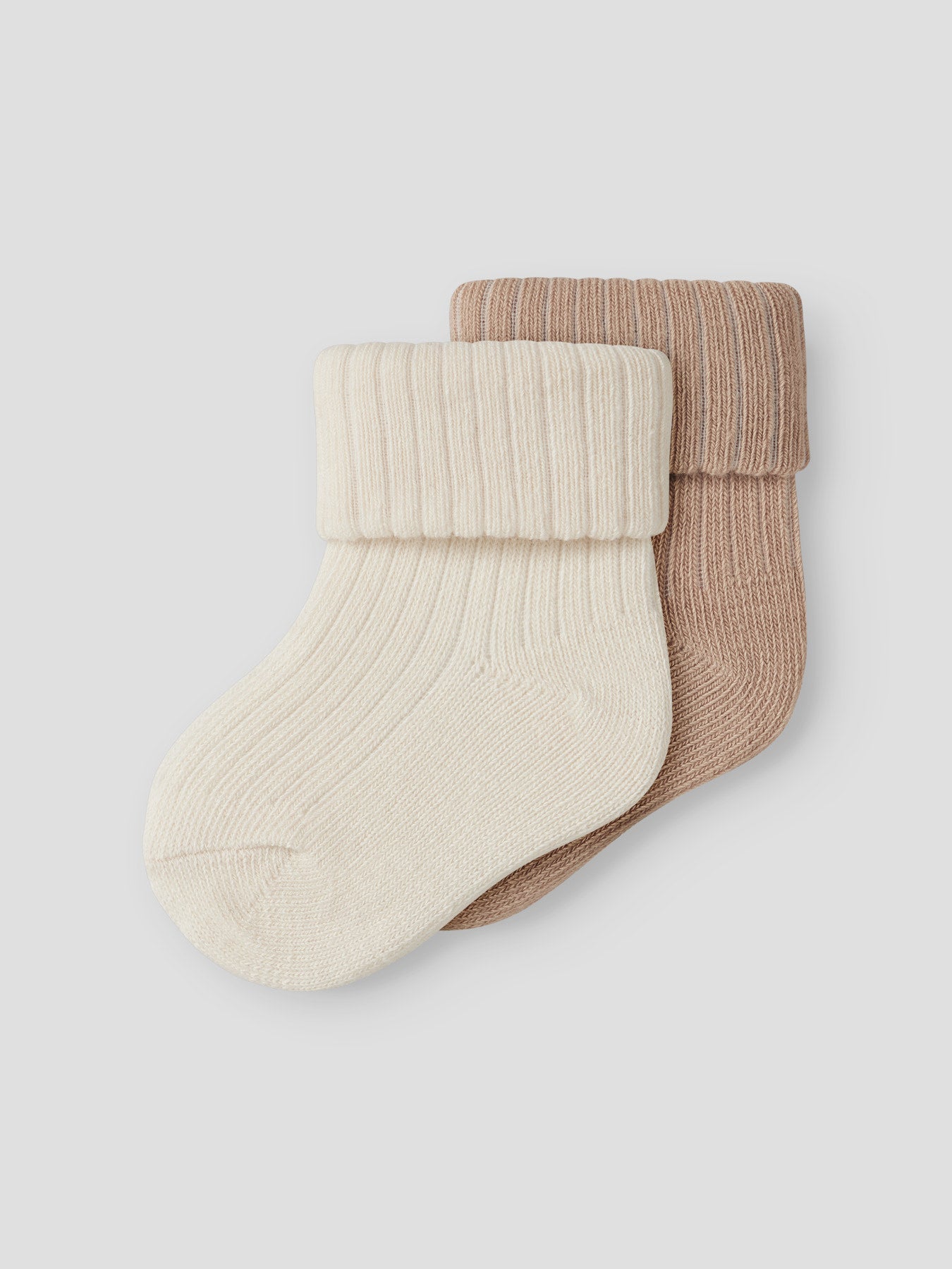 Name It Nugat 2-Pack Baby Strumpor Beige Och Offwhite Till Pojke Och Flicka