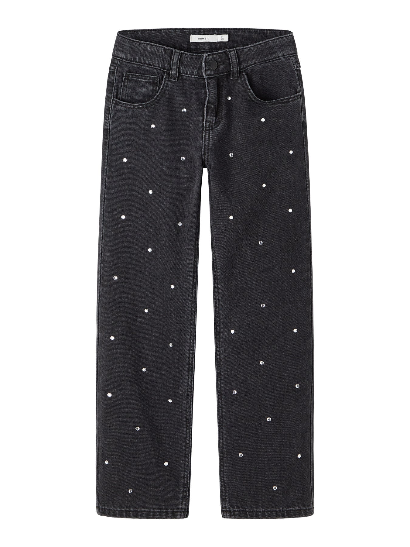 Svarta jeans med strass stenar till flicka. Glitter jeans i tvättad look, raka regular jeans till tjej från Name it i ekologisk bomull.
NKFROSE STRAIGH RHINE JEANS 3366-BE NOOS
13218358