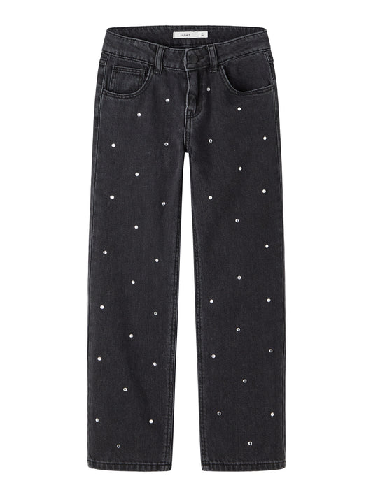 Svarta jeans med strass stenar till flicka. Glitter jeans i tvättad look, raka regular jeans till tjej från Name it i ekologisk bomull.
NKFROSE STRAIGH RHINE JEANS 3366-BE NOOS
13218358
