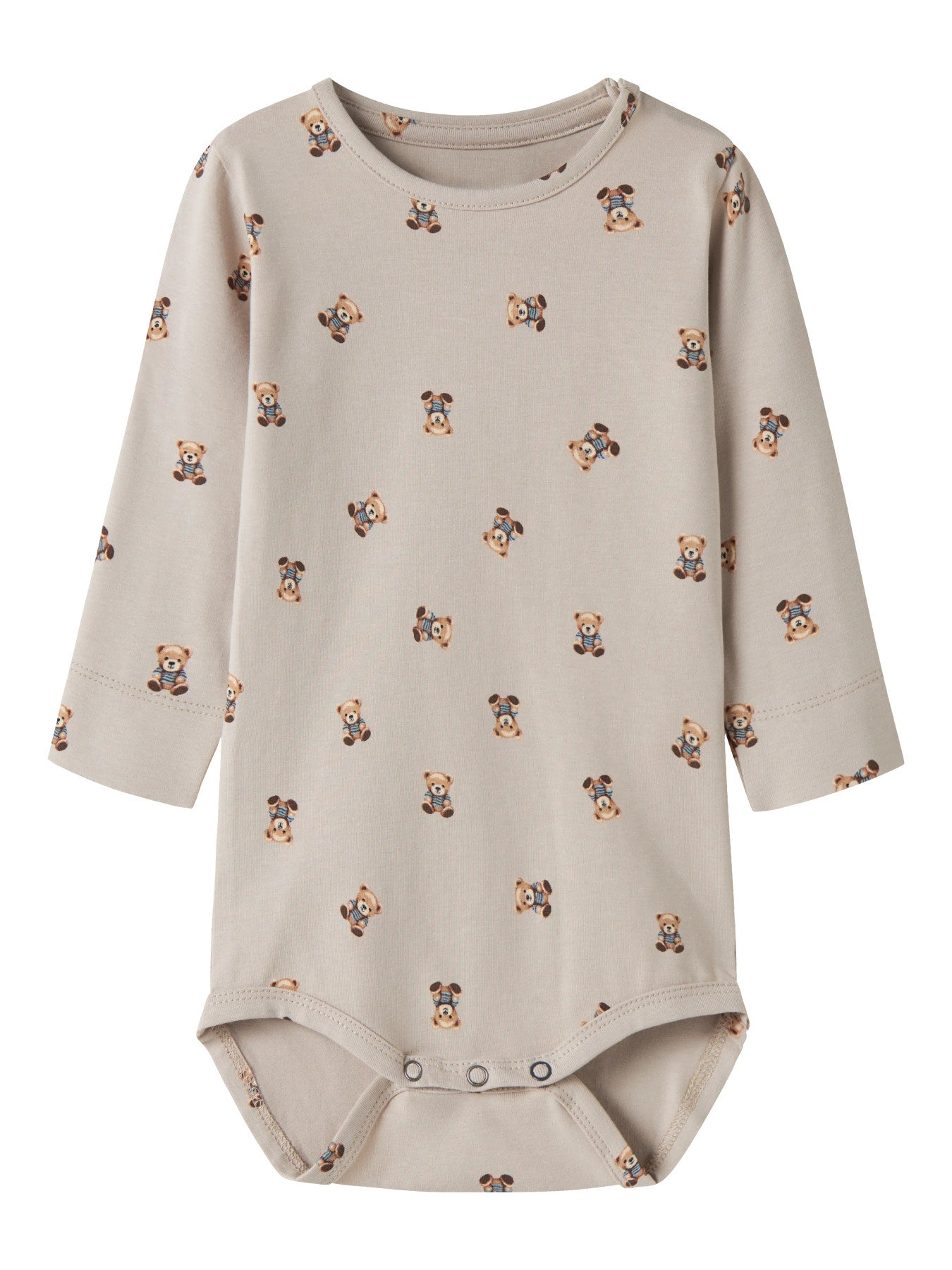Chateau Gray: Name It Feyan långärmad babybody Chateau Gray med nallemotiv unisex – 13223001
