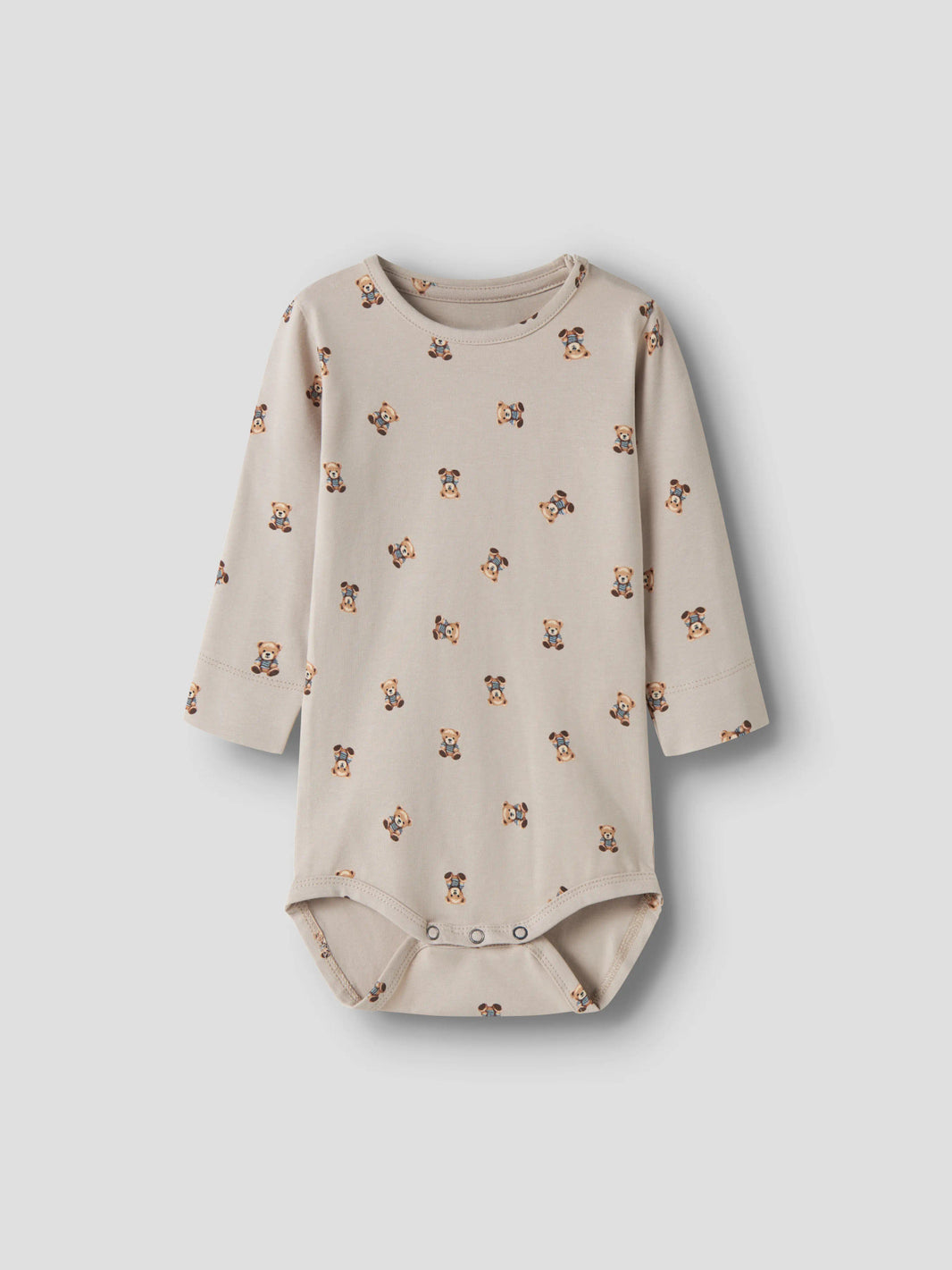 Chateau Gray: Name It Feyan långärmad babybody Chateau Gray med nallemotiv unisex – 13223001
