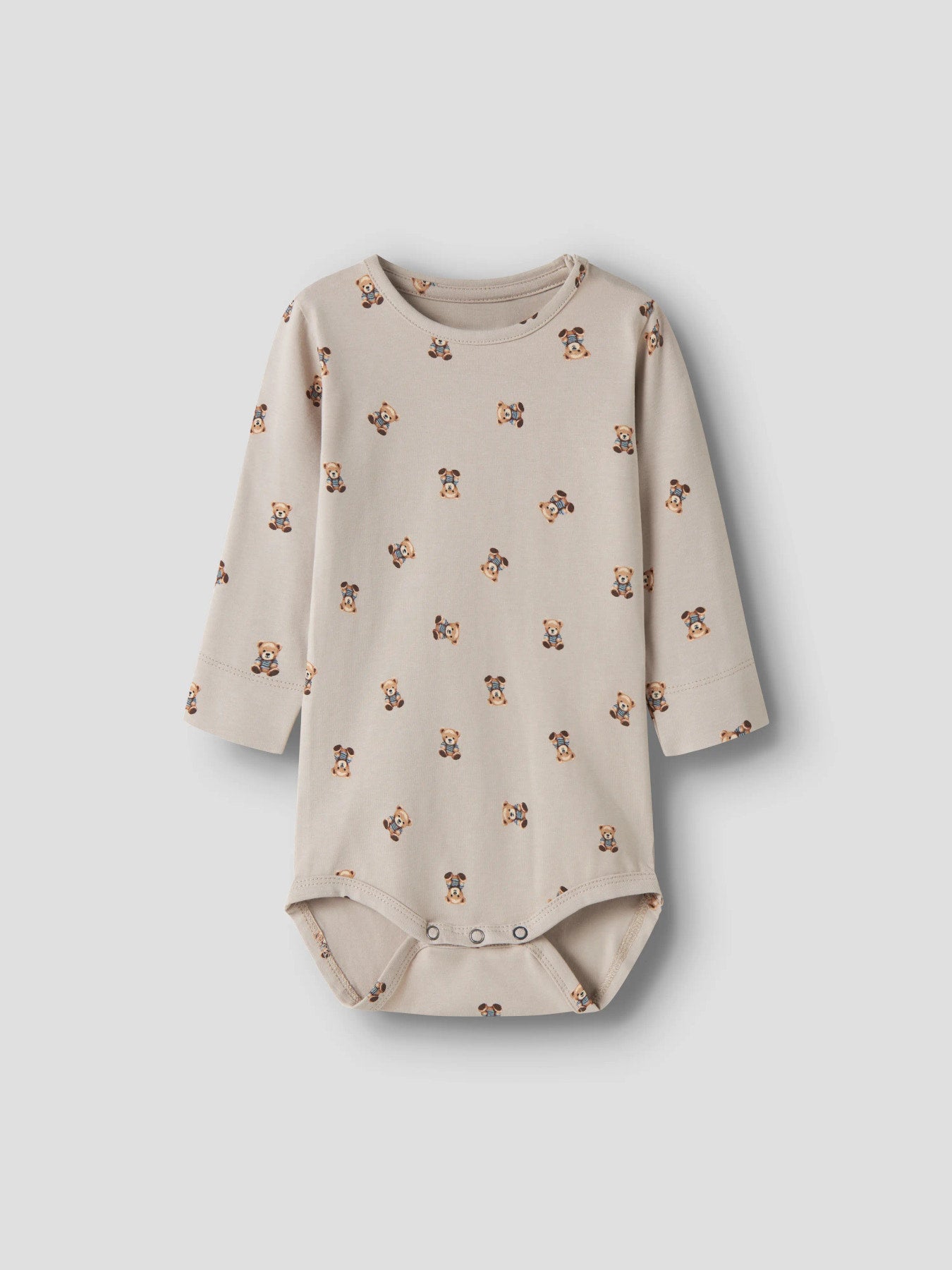 Chateau Gray: Name It Feyan långärmad babybody Chateau Gray med nallemotiv unisex – 13223001
