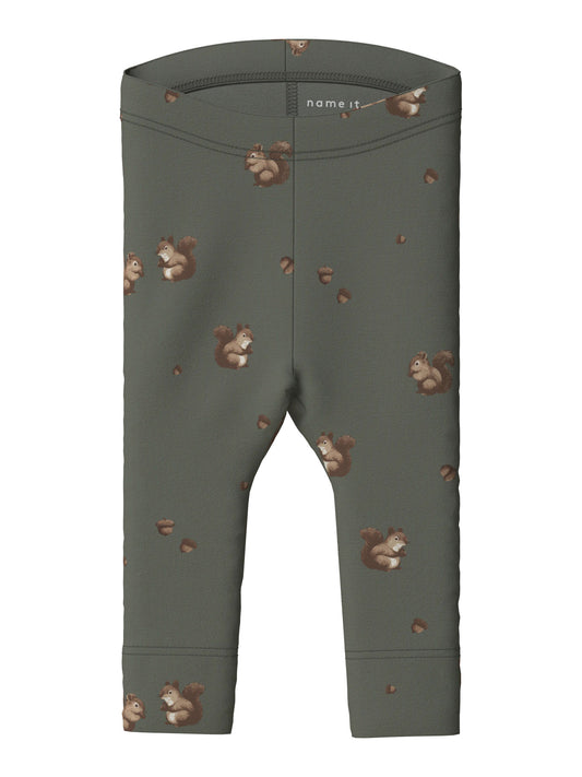 Name It Feyan babyleggings Mulled Basil med ekorremotiv unisex – 13223002