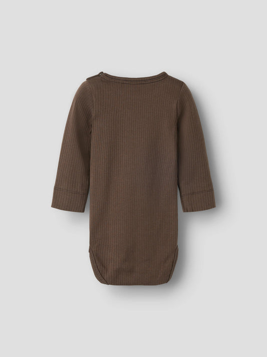 Name It Feyo ribbad babybody Chocolate Martini brun unisex – 13223004