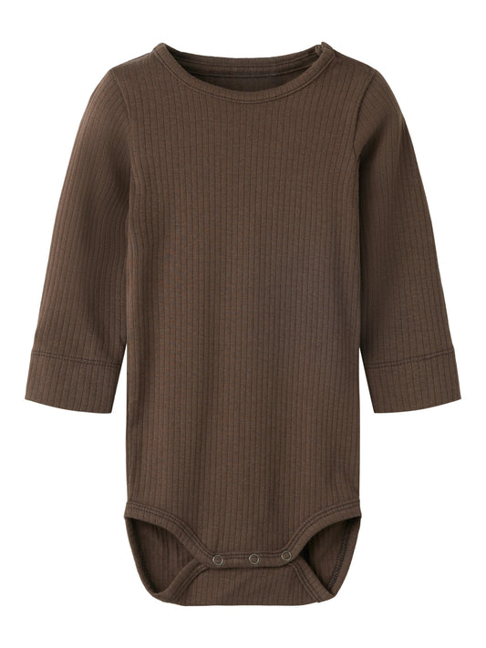 Name It Feyo ribbad babybody Chocolate Martini brun unisex – 13223004