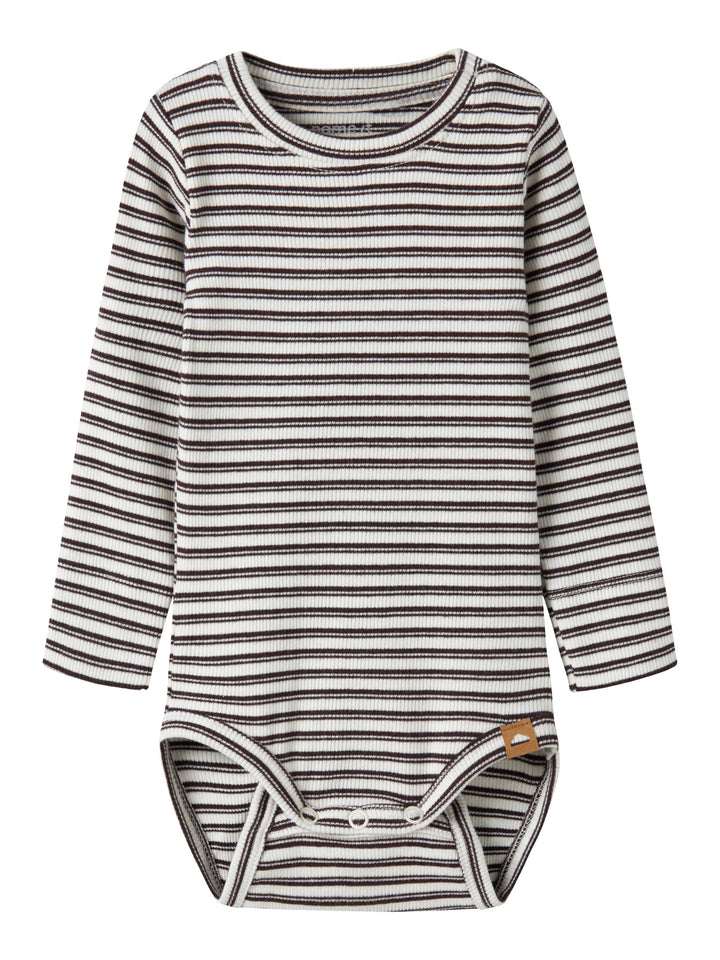 Name It Berro Randig Body Antique White och brun Baby Till Pojke Och Flicka